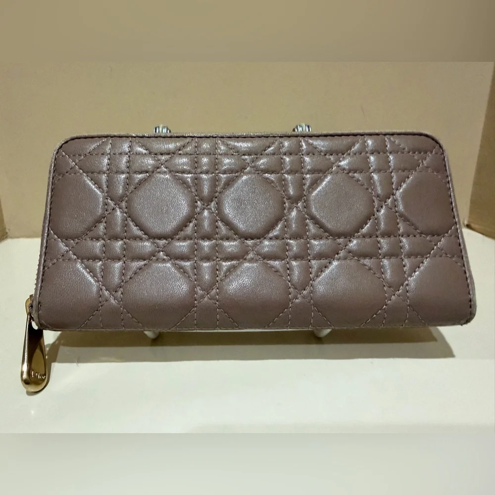 Dior Cannage Leather Long Zip Wallet